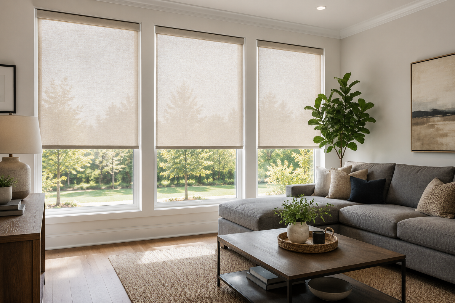 Living room with new shades