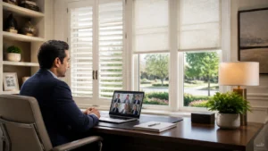 Window Treatments Sugar Land Home Offices Need for Video Calls